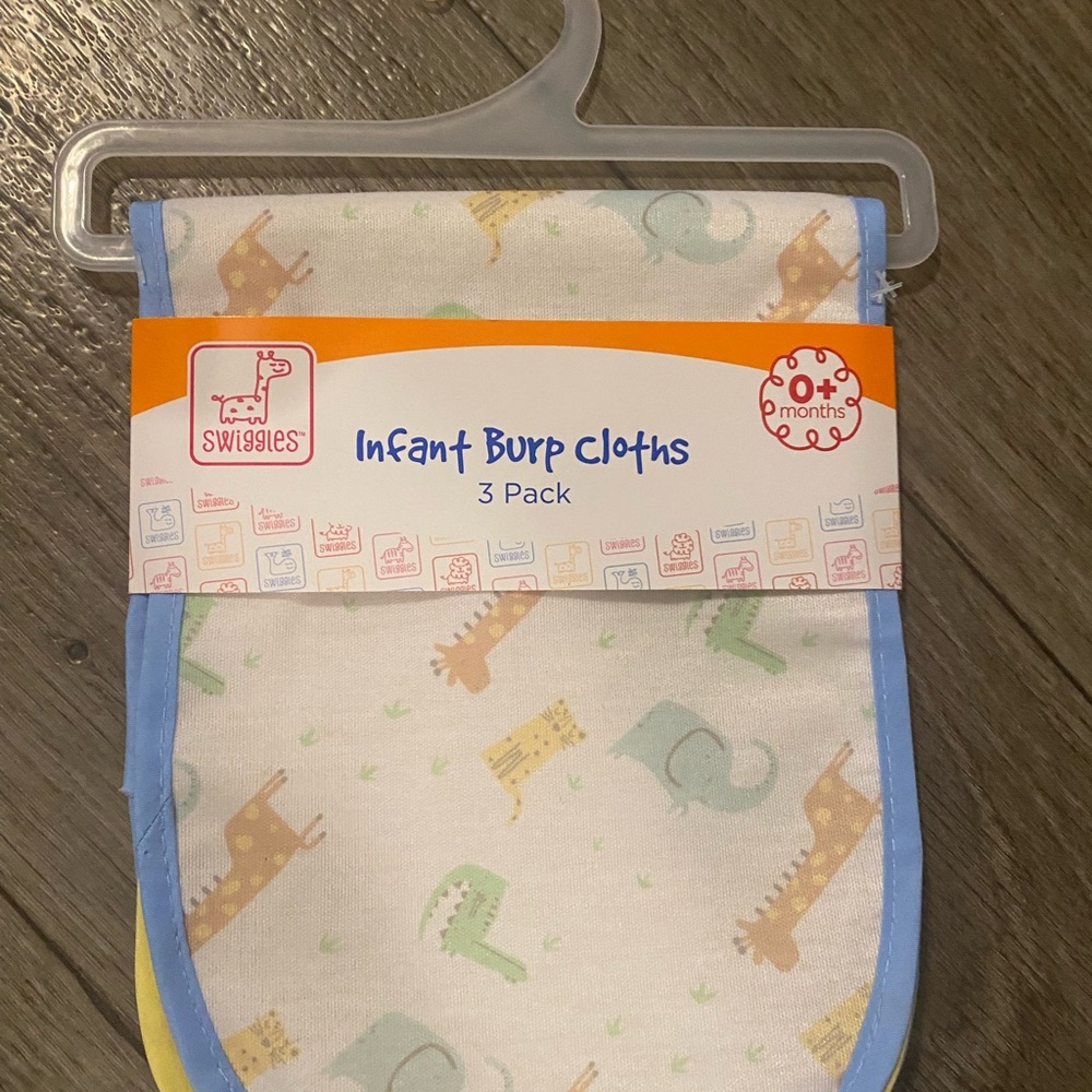 Swiggles Baby Burp Cloths 3 Pack - Blue, Yellow, Green